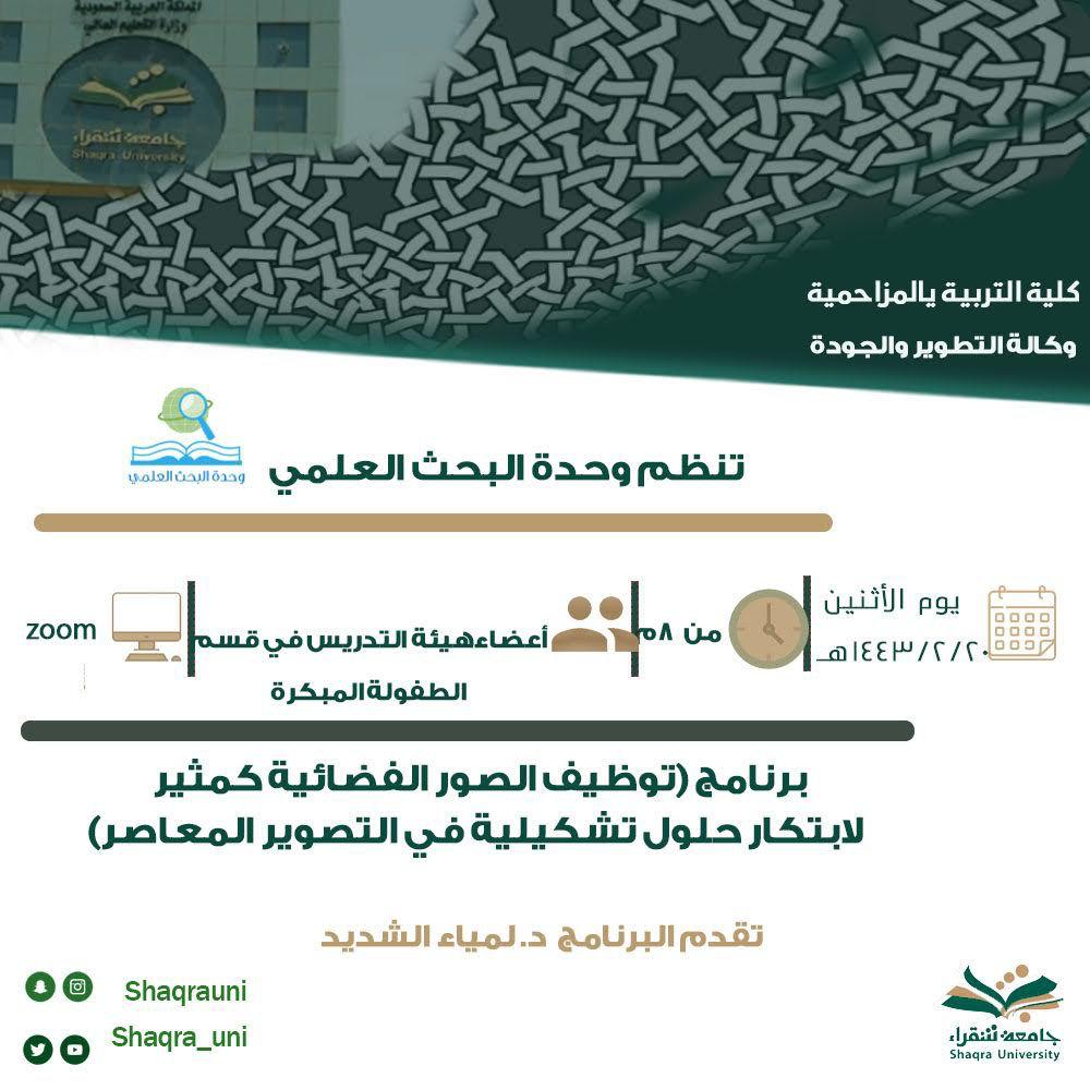 برنامج (توظيف الصور الفضائية كثمير للابتكار حلول تشكيليه في التصوير المعاصر )