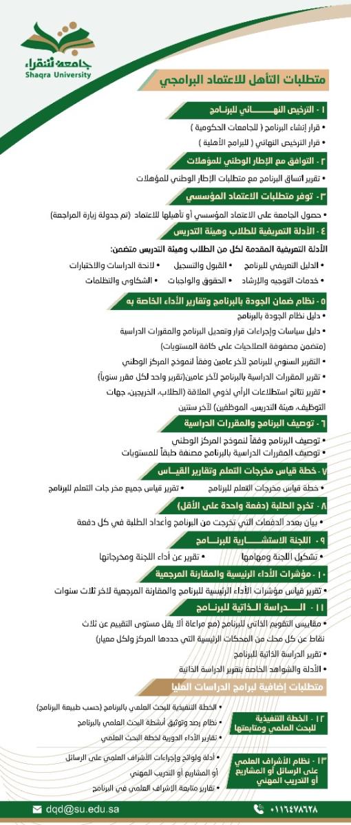 متطلبات التأهل للاعتماد البرامجي