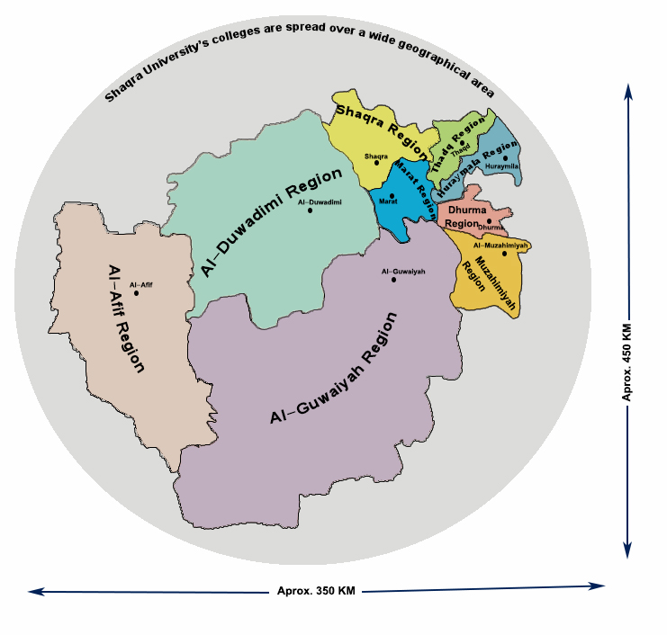 Shaqra University’s colleges are spread over a wide geographical area