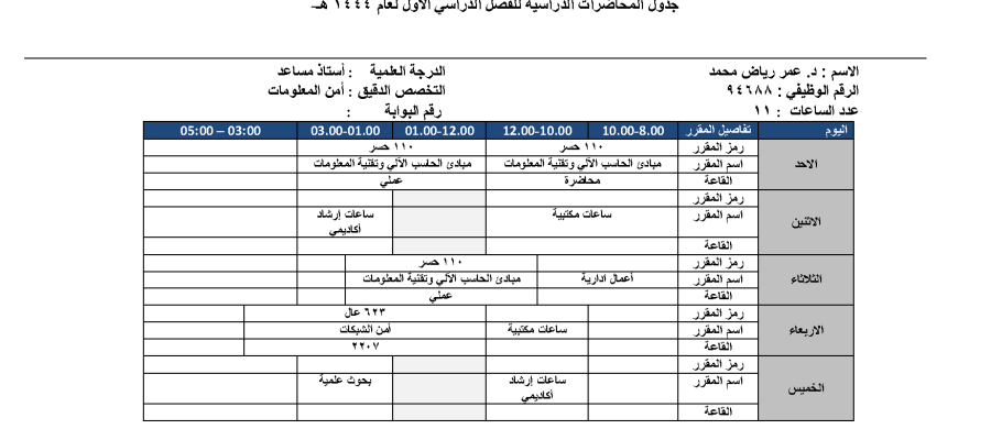 Timetable