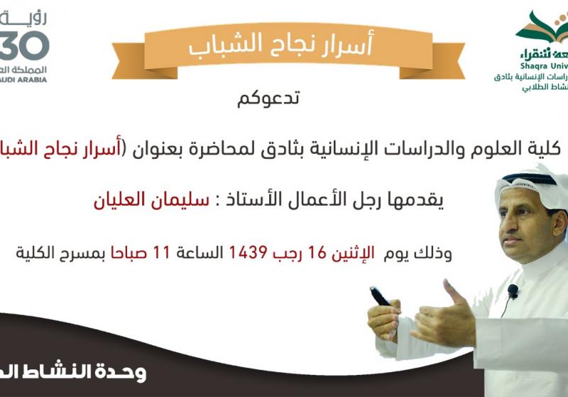 محاضرة بعنوان اسرار نجاح الشباب محاضرة بعنوان اسرار نجاح الشباب